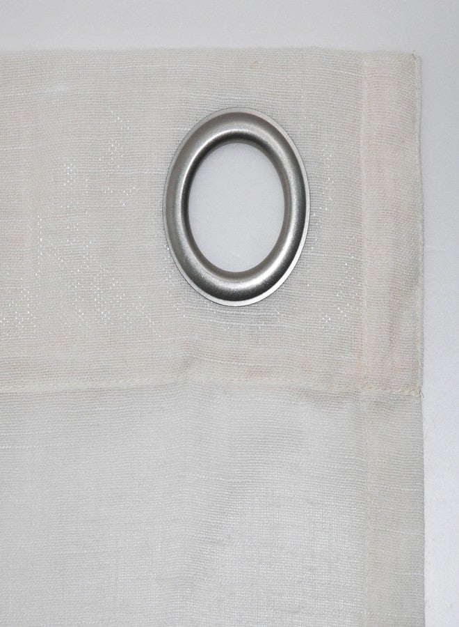 Archaeo Slub Textured Linen Blend Grommet Top Curtain, 52" x 84", Ivory - Image 4